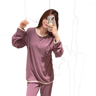 苏喜喜可乐熊家居服春秋冬长袖磨毛睡衣女款可外穿圆领居家套装韩