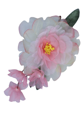 粉色烫花古风汉服发饰花神芍药花