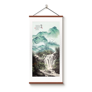 新中式大气山水国画走廊过道玄关装饰画农村堂屋中堂画办公室挂画