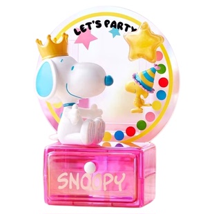 正版名创优品史努比派对主题盲盒手办玩具可爱桌面摆件生日礼物