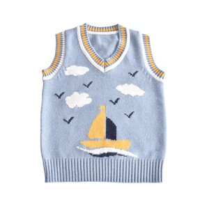 儿童毛衣背心男童V领针织马甲男宝宝羊绒衫中小童坎肩打底羊毛衫