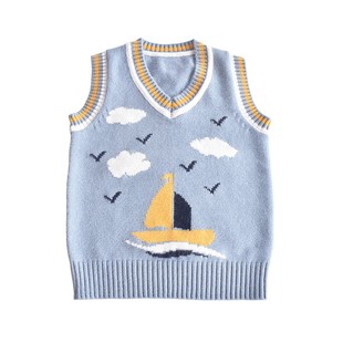儿童毛衣背心男童V领针织马甲男宝宝羊绒衫中小童坎肩打底羊毛衫