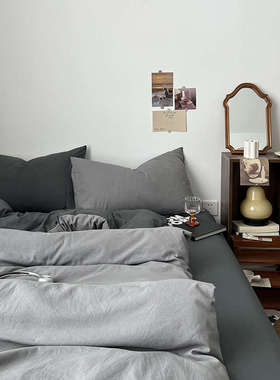 ins四件套纯棉全棉床上用品被套被罩床单学生单人宿舍三件套床笠4