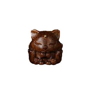 天然沉香木九尾狐diy配件狐狸吊坠手串配饰隔珠凤九雕刻通孔配珠