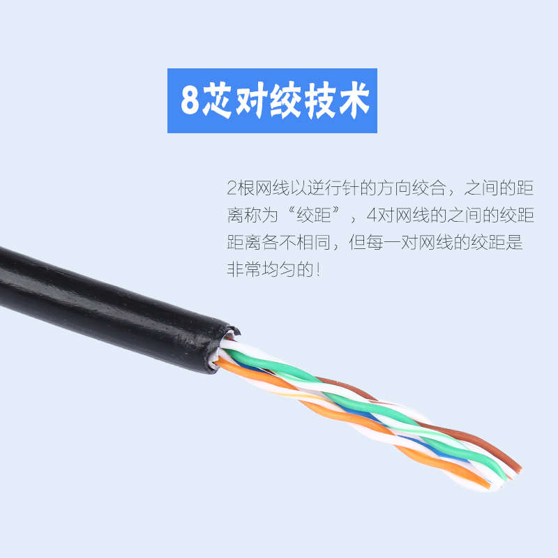 广虎超五类室外阻水线0.5无氧铜双绞线防水防咬290米黑色双层网路