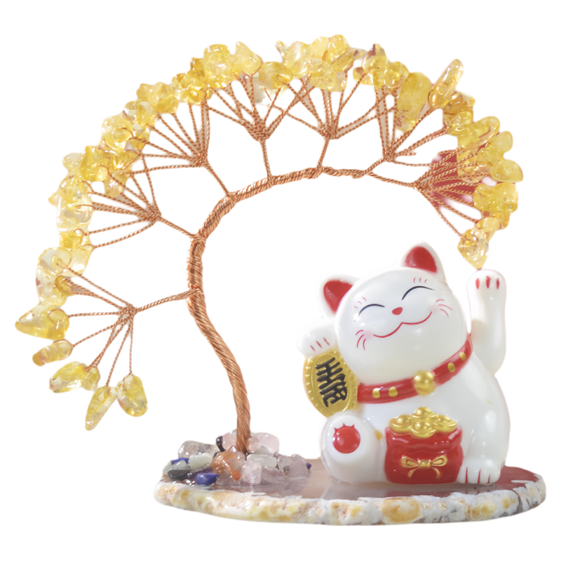 天然黄水晶可爱治愈办公桌面摆件
