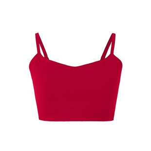 集姻本命年大红束胸2026新款吊带无痕隐形胸大显小纸片人内衣套装