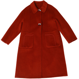 oo&vv2025秋冬新款纯色双面呢羊绒大衣女中长款宽松显瘦天丝外套