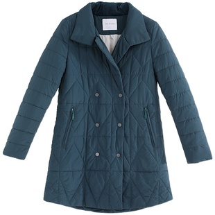 Yifini/易菲秋冬新款宽松中长款棉服女翻领轻薄显瘦棉衣外套