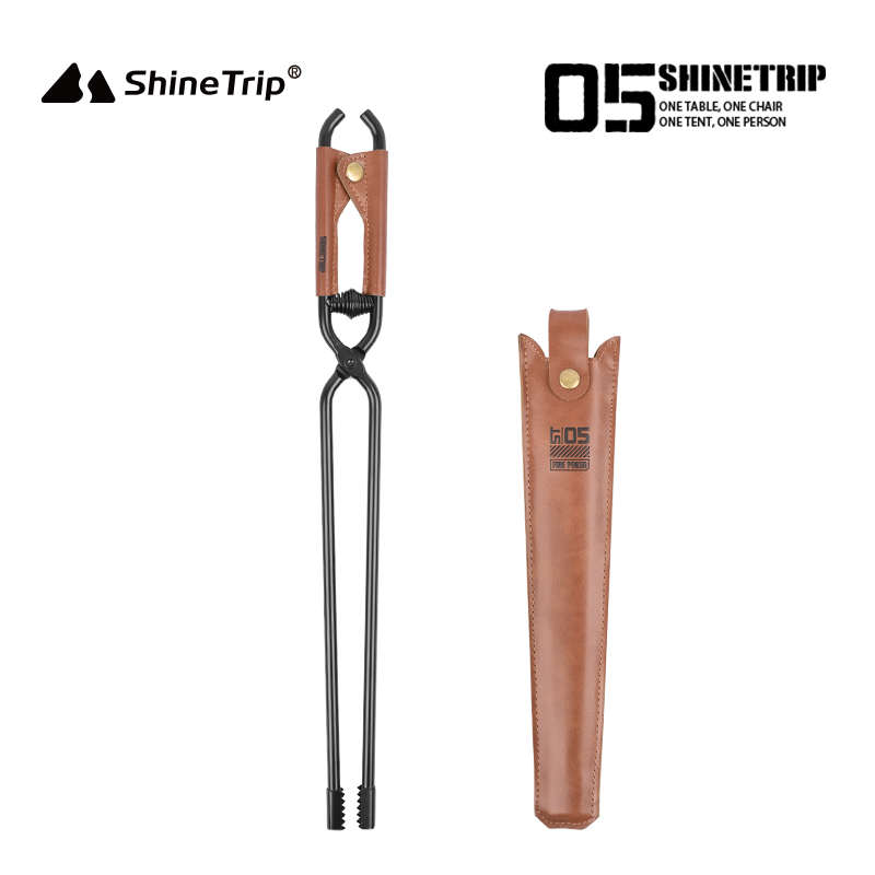 山趣户外焚火钳碳夹子烧烤木炭夹子钳烤火露营炭火钳生火送皮套