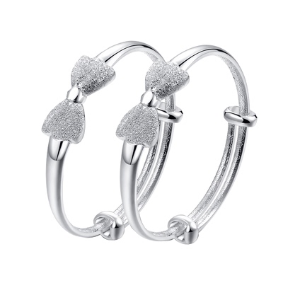 香港正生纯银9999足银蝴蝶宝宝手镯婴儿女周岁礼手环银镯亲子首饰