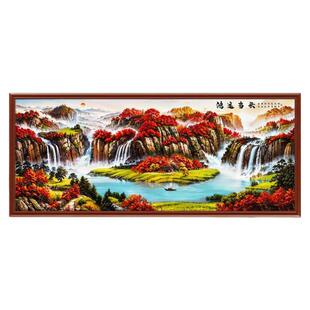 网红运当头鸿挂画新中式客厅装饰画沙发背景墙壁画背有靠山图山