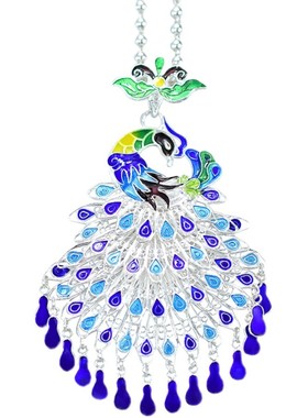 纯银999景泰蓝彩色孔雀凤凰回头