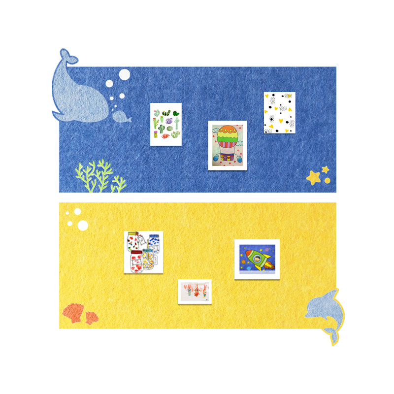 北欧创意海豚墙贴儿童房毛毡留言板照片墙幼儿园作品软木板展示板