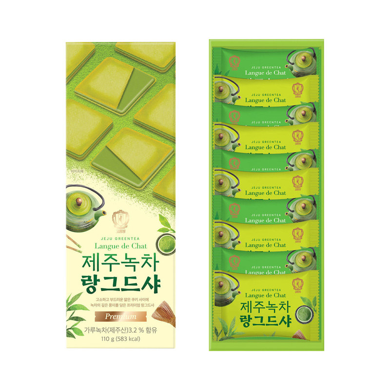 韩国进口COLOMBIN巧克力猫舌饼干济州岛抹茶饼干10枚