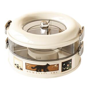 果盘家用客厅茶几旋转新年糖果盒分格多层密封坚果瓜子零食收纳盒