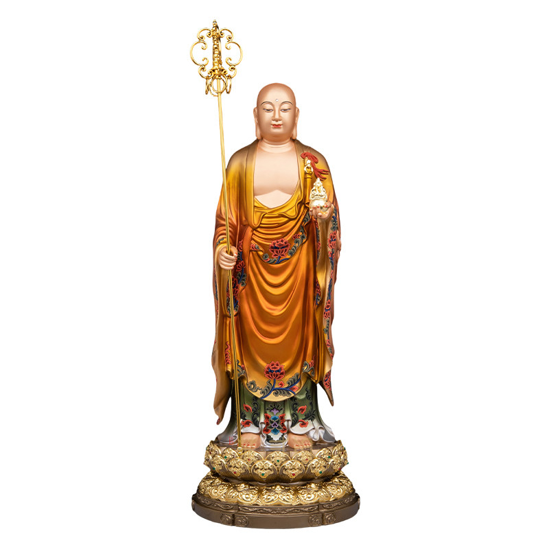 纯铜地藏王菩萨佛像家用供奉摆件