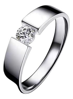 D色莫桑石简约光面男戒