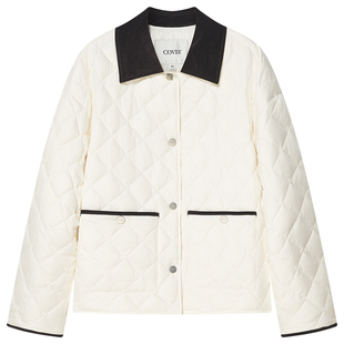 COVERINS灯芯绒翻领菱格轻薄羽绒服女鸭绒2025冬新款CC35508260