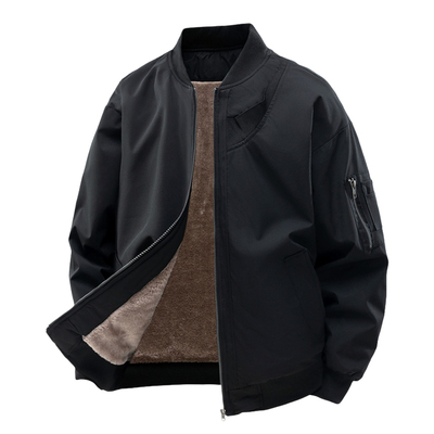 加绒加厚外套男士冬季棒球领夹克