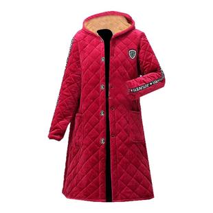 中长款金丝绒棉服冬季女装棉袄加厚加绒省服保暖罩衣加肥加大外套
