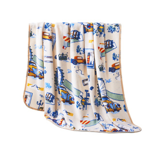 富安娜儿童毛毯卡通印花法兰绒毛毯学生保暖幼儿园午休空调盖毯子