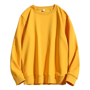 2026春季ins风纯色圆领卫衣男女同款情侣休闲美式运动百搭上衣服