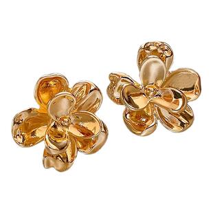 复古气质金色花朵耳钉女小众设计感耳环925纯银针耳饰2025年新款