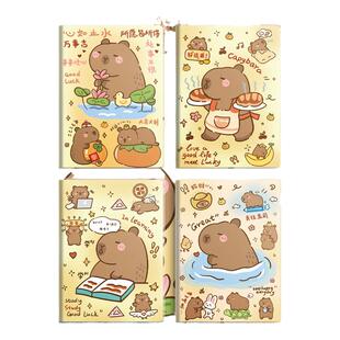 卡皮巴拉笔记本子b5加厚胶套本记事本A5简约日记本文艺精致大学生大号考研本子16开软面抄小学生练习本