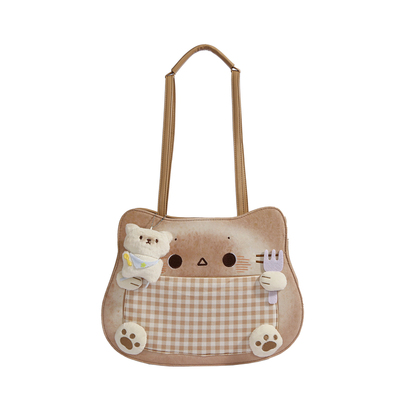 可爱烤面包小猫双肩包小众托特包