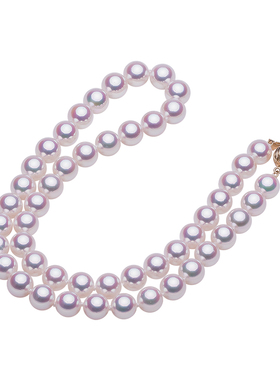 项链强光近圆淡水珍珠银扣送长辈