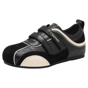 千百度休闲德训鞋女春季新款赛车鞋女百搭魔术贴运动休闲鞋子女