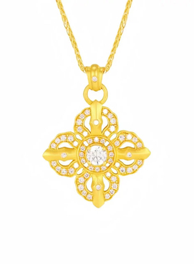 金鑫缘金包银金刚杵镶砖项链