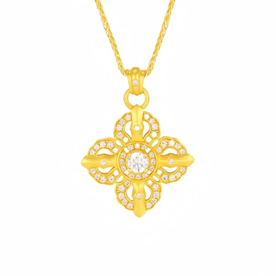 金鑫缘金包银金刚杵镶砖项链