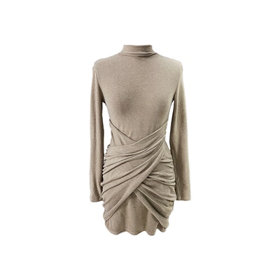 B-babes【微醺特调】大码胖MM不规则交叉连衣裙修身显瘦内搭短裙