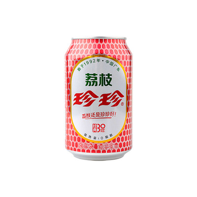 珍珍饮料330ml菠萝味荔枝汽水碳酸饮料0脂经典老汽水荔枝味无糖