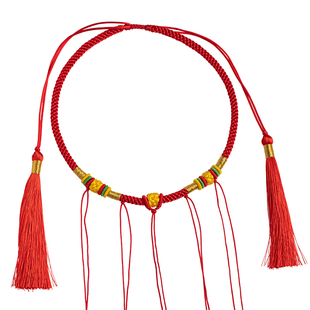 婴儿童长命锁黄金全手工编织宝宝项圈多挂吊坠挂绳银锁红百岁绳子