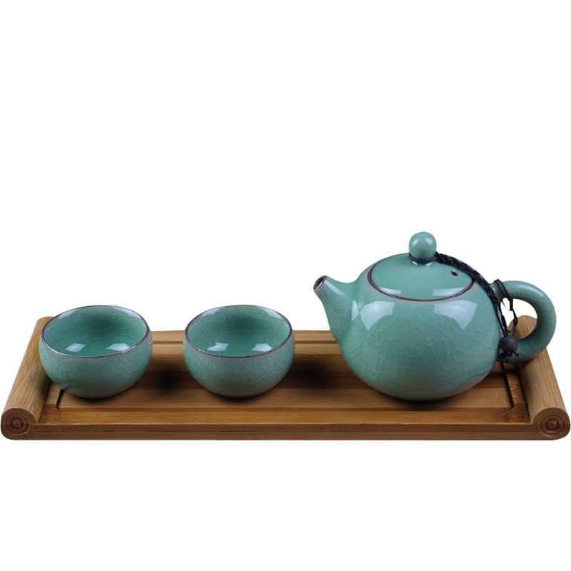 龙泉御茗青瓷西施壶一壶两杯便携旅行功夫茶具套装陶瓷冰裂茶壶