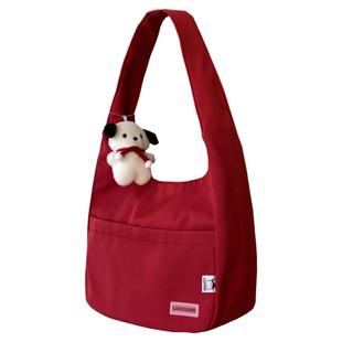 ins纯色简约休闲包包女手拎包 大学生上课通勤单肩包大容量托特包