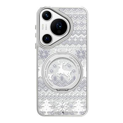 白色小鹿适用华为Pura70pro手机壳磁吸pura70支点壳新款带支架Qo1全包闪粉简约p70女保护套高级感秋冬por+