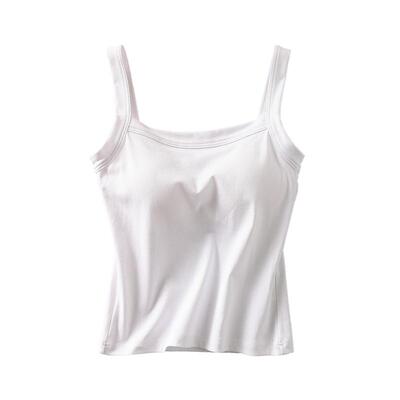 纯棉宽肩带胸垫吊带背心女