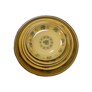 招财进宝老式圆形盘子酒店复古风陶瓷碗家用大人饭碗毛血旺钵钵鸡