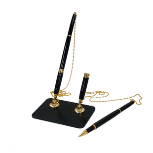 商务高档金属粘桌笔带线签约仪式笔防盗前台写字笔桌面固定签字笔