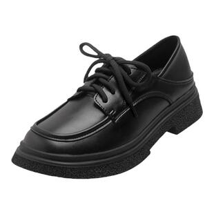 真皮英伦风小皮鞋女厚底日系jk制服学生乐福鞋粗跟单鞋女两穿系带
