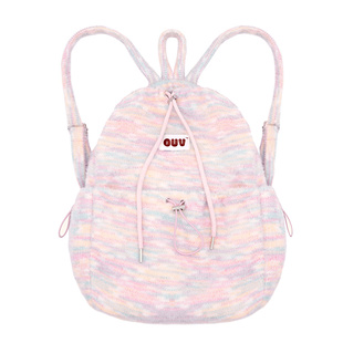 木与石女生秋冬毛绒抽绳束口双肩包大容量背包可爱轻便小众包包