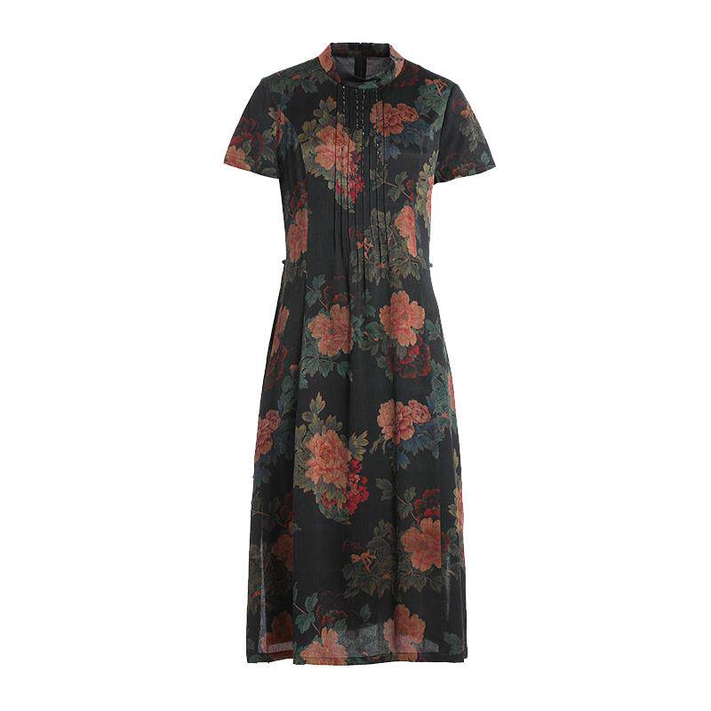 乔万尼重磅真丝香云纱连衣裙高级感复古气质国风商场同款EI2E795