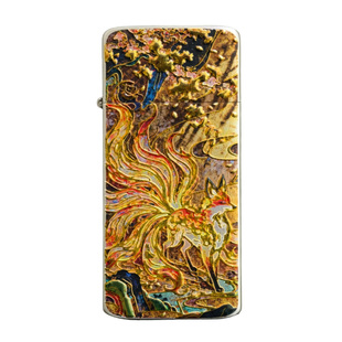 佐罗新品青丘九尾超薄纯铜卡片式煤油打火机立体浮雕AB面高颜值