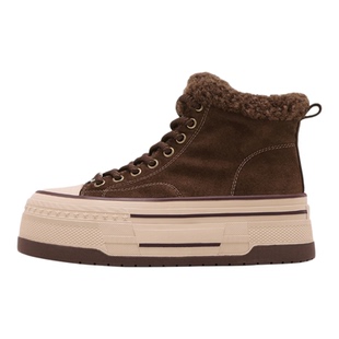 星期六女鞋冬季加绒加厚保暖2025新款高帮帆布鞋厚底鞋子复古棉鞋