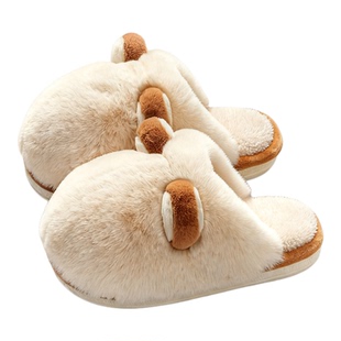 小暖熊棉拖鞋女款冬季室内家居加绒加厚毛毛绒少女心情侣保暖拖鞋