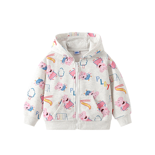 小猪佩奇儿童卫衣连帽外套春秋款卡通洋气中小童宝宝开衫长袖外套